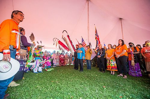 MIKAELA MACKENZIE / WINNIPEG FREE PRESS

The grand entry at a Pow Wow at St. John's Park on the first National Day for Truth and Reconciliation in Winnipeg on Thursday, Sept. 30, 2021. For --- story.
Winnipeg Free Press 2021.