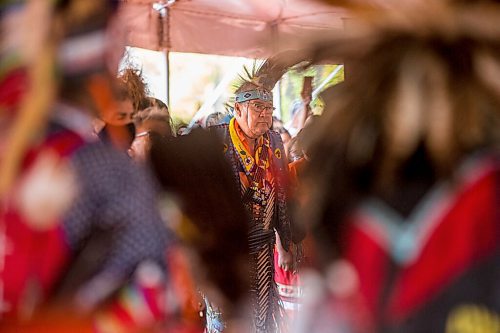 MIKAELA MACKENZIE / WINNIPEG FREE PRESS

Residential school survivor Circling Brown Thunderbird (Dan Sutherland) dances as he is recognized with others in an honour song at a Pow Wow at St. John's Park on the first National Day for Truth and Reconciliation in Winnipeg on Thursday, Sept. 30, 2021. For --- story.
Winnipeg Free Press 2021.