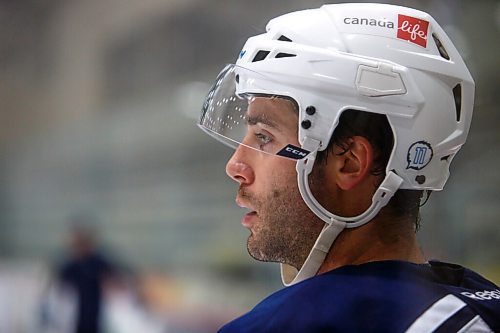 MIKE DEAL / WINNIPEG FREE PRESS
Manitoba Moose' Colt Conrad (45) during practice at MTS Iceplex Monday morning.
211004 - Monday, October 04, 2021.