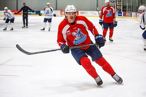 MIKE DEAL / WINNIPEG FREE PRESS
Manitoba Moose' Dean Stewart (2) during practice at MTS Iceplex Monday morning.
211004 - Monday, October 04, 2021.