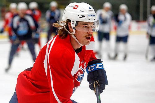 MIKE DEAL / WINNIPEG FREE PRESS
Manitoba Moose' Dean Stewart (2) during practice at MTS Iceplex Monday morning.
211004 - Monday, October 04, 2021.