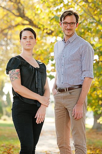 JOHN WOODS / WINNIPEG FREE PRESS
Amanda San Filippo and Matt Schaubroeck, co-founders of the Winnipeg tech company ioAirFlow that uses easy to install wireless sensors and proprietary software to identify indoor environmental quality issues in commercial buildings, are photographed in Winnipeg Monday, October 4, 2021. The company was just accepted into two prestigious U.S. accelerators including one, sponsored by Microsoft that targets women in technology.

Reporter: Cash