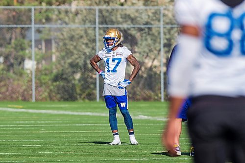 MIKAELA MACKENZIE / WINNIPEG FREE PRESS

Naaman Roosevelt (17) at Bombers practice in Winnipeg on Wednesday, Oct. 6, 2021. For Jeff Hamilton story.
Winnipeg Free Press 2021.