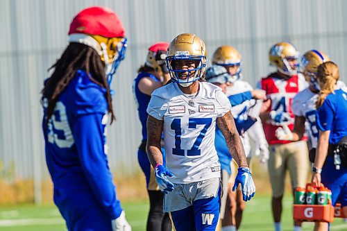 MIKAELA MACKENZIE / WINNIPEG FREE PRESS

Naaman Roosevelt (17) at Bombers practice in Winnipeg on Wednesday, Oct. 6, 2021. For Jeff Hamilton story.
Winnipeg Free Press 2021.