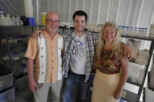 BORIS.MINKEVICH@FREEPRESS.MB.CA  100519 BORIS MINKEVICH / WINNIPEG FREE PRESS Tony Rollo, 54,  Nate Rollo, 25, and Cathy Rollo, 51, poses for a photo on set of "The Devide".