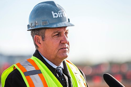 MIKAELA MACKENZIE / WINNIPEG FREE PRESS

Education minister Cliff Cullen speaks at a Waverley West school groundbreaking event in Winnipeg on Tuesday, Oct. 12, 2021. For Maggie story.
Winnipeg Free Press 2021.