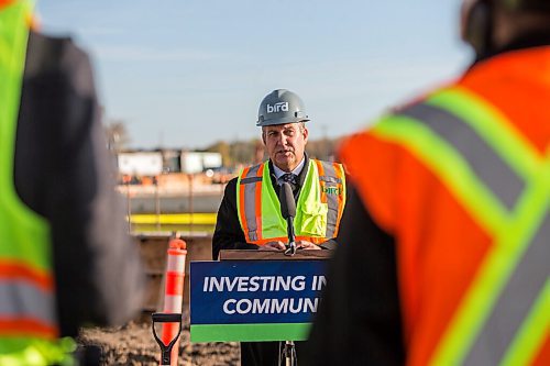 MIKAELA MACKENZIE / WINNIPEG FREE PRESS

Education minister Cliff Cullen speaks at a Waverley West school groundbreaking event in Winnipeg on Tuesday, Oct. 12, 2021. For Maggie story.
Winnipeg Free Press 2021.