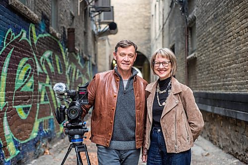 MIKAELA MACKENZIE / WINNIPEG FREE PRESS

Filmmaker Ivan Hughes and producer (and wife) Angela Heck pose for a portrait near their Exchange District office in Winnipeg on Friday, Oct. 8, 2021. They are creating a niche shooting classical musicians, and are currently creating a four-show series on the Manitoba Chamber Orchestra. For Holly Harris story.
Winnipeg Free Press 2021.