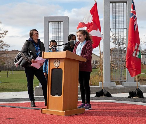 JESSICA LEE / WINNIPEG FREE PRESS

A student from Bairdmore School gives a speech in her mother tongue on October 12, 2021 at the ribbon cutting ceremony of the new International Mother Language Plaza at Kirkbridge Park. The plaza has a medicine wheel which acknowledges the sites location on Treaty 1 territory and was initiated by the Manitoba Bangladesh Bhaban Corporation. The plaza acknowledges that many cultures have struggled to fight for their linguistic rights and freedoms.

Reporter: Melissa


