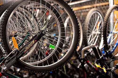 MIKE SUDOMA / Winnipeg Free Press
Finished bikes hang on racks in The Wrenchs workshop Wednesday afternoon. Macdonald Youth Services and The Wrench are partnering up to launch a program called Velotecha, a winter bike storage and tune up service which employs youths accessing MYS. 
October 13, 2021