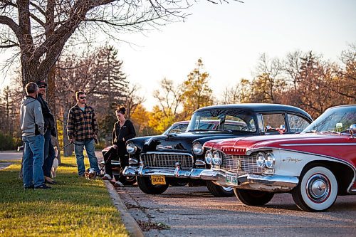 Daniel Crump / Winnipeg Free Press. Matt Knysh, Doug Jones, and Jason Guziak meet up in a parking lot by the zoo for a late fall cruise night The auto enthusiasts drive a 1970 Mustang, 1955 Chevie and a 1960 Plymouth Fury respectively. October 16, 2021.