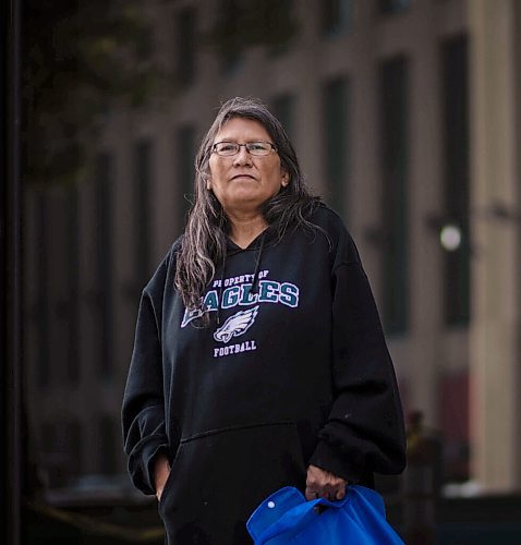 JESSICA LEE / WINNIPEG FREE PRESS

Vivian Ketchum, an indigenous woman, has been repeatedly removed from the BMO bank at Portage and Main, the same company that arrested an Indigenous family in BC last year. She is photographed on October 18, 2021 holding a bag and a piece of candy they gave her afterwards. She says she did not receive an apology for the incidents. She wears the same outfit she wore the day she was kicked out of the bank - her late sons hoodie.

Reporter: Malak






