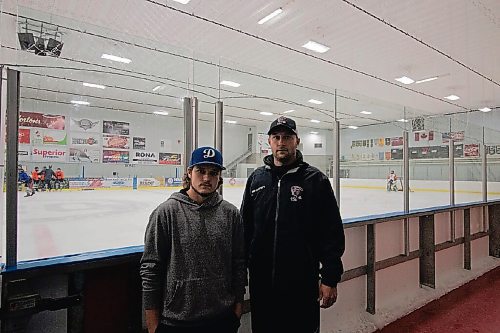 Canstar Community News Oct. 13, 2021 - Matt Dyck, Pembina Valley Twisters head coach (right) and Twisters captain Travis Penner, say the team has gotten out to a fast start from solid goaltending and the new faces with the club geling rather quickly. (JOSEPH BERNACKI/CANSTAR COMMUNITY NEWS/HEADLINER)