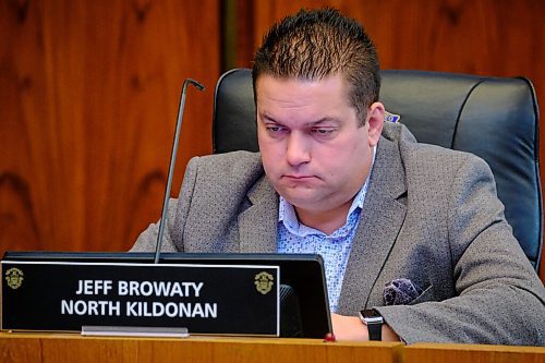 MIKE DEAL / WINNIPEG FREE PRESS
Winnipeg City Councillor Jeff Brwaty during an EPC meeting in the council chambers Wednesday morning.
211020 - Wednesday, October 20, 2021.