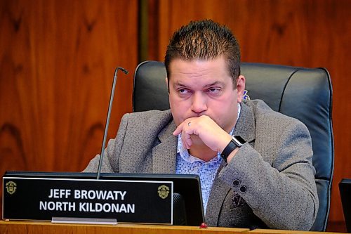 MIKE DEAL / WINNIPEG FREE PRESS
Winnipeg City Councillor Jeff Brwaty during an EPC meeting in the council chambers Wednesday morning.
211020 - Wednesday, October 20, 2021.