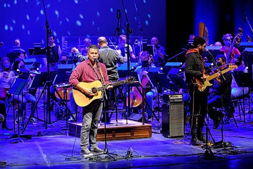 MIKE DEAL / WINNIPEG FREE PRESS
Don Amero and his band perform a sound check with the WSO at the Centennial Concert Hall Thursday afternoon. They will be performing three shows October 22-24.
211021 - Thursday, October 21, 2021.