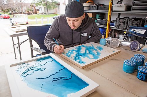 MIKE DEAL / WINNIPEG FREE PRESS
Kevin Morissette is the brains behind Lake Depth Maps. Three years ago he handmade a three-dimensional map of Clear Lake for a friend, using a scalpel to carve out the various depths. Everybody who saw it loved it, he made close to 30 more before investing a chunk of change in a digital router, which he now uses to turn out maps of lakes not just in Manitoba, but Ontario, BC, California, even the Philippines, using Google Maps and fishing depth chart websites to accurately recreate the body of water in question.
See Dave Sanderson Intersection story
211026 - Tuesday, October 26, 2021.