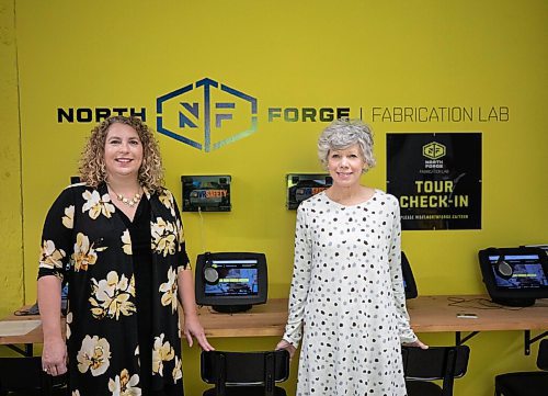 JESSICA LEE / WINNIPEG FREE PRESS

Joelle Foster, CEO of North Forge Technology Exchange (left) and Marney Stapley, VP of North Forge Technology Exchange and general manager of North Forge Fabrication Lab, pose for a portrait on October 27, 2021 at the Fabrication Lab downtown. The lab allows members to use all of their equipment for a monthly fee.

Reporter: Martin






