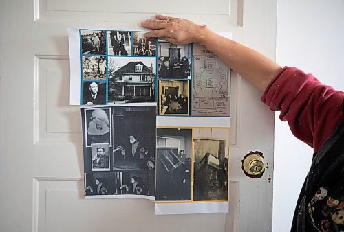 JESSICA LEE / WINNIPEG FREE PRESS
Cheryl Wiebe, the new owner of the Hamilton House, holds photographs she printed depicting the history of the historic house on October 26, 2021.
Reporter: Ben