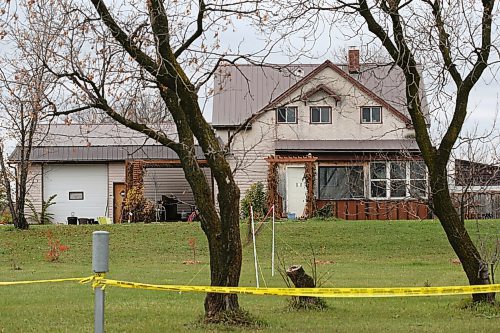 SHANNON VANRAES/WINNIPEG FREE PRESS
Police tape surrounds the home of Judy Swain on October 28, 2021.