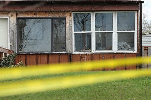 SHANNON VANRAES/WINNIPEG FREE PRESS
Police tape surrounds the home of Judy Swain on October 28, 2021.