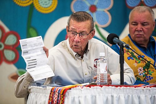 MIKAELA MACKENZIE / WINNIPEG FREE PRESS

Elder George Lavallee shows his warning from the RCMP while speaking about moose harvesting on Friday, Oct. 29, 2021. For Malak story.
Winnipeg Free Press 2021.