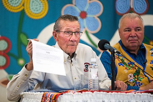 MIKAELA MACKENZIE / WINNIPEG FREE PRESS

Elder George Lavallee shows his MMF permit letter while speaking about moose harvesting on Friday, Oct. 29, 2021. For Malak story.
Winnipeg Free Press 2021.