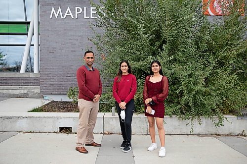 JESSICA LEE / WINNIPEG FREE PRESS

From left to right: Teacher Jagdeep Toor and students Jasmine Dhalla, 16, Harneet Aujla, 17, stand for a photo on October 29, 2021 at Maples Collegiate. On November 3, 2021, a virtual Diwali celebration organized by Toor will be held at Seven Oaks Performing Arts Centre. Dhalla will be the MC and Aujla is one of the dancers for the event that will be streamed to parents, community members and friends.

Reporter: Julia-Simone







