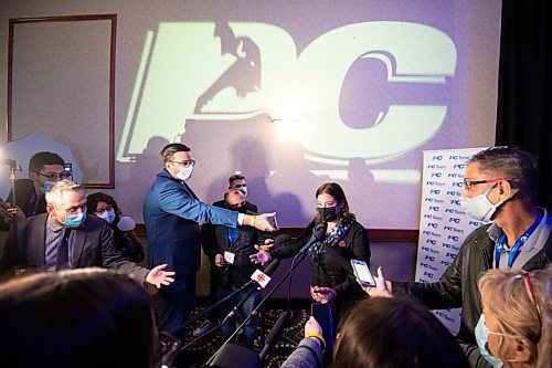 Mike Sudoma / Winnipeg Free Press
Heather Stefanson speaks to media after being announced as the first female Premier of Manitoba at the Victoria Inn Saturday afternoon
October 30, 2021