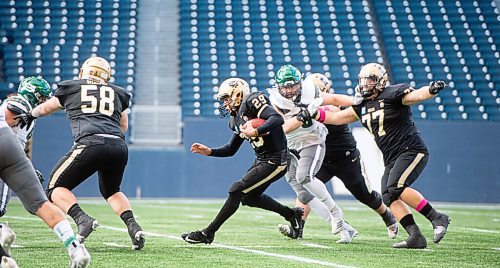 Mike Sudoma / Winnipeg Free Press
Bisons running back, Michael Ritchott, makes his down the field in the first half of their game against the University of Saskatchewan Huskies at Investors Group Field Saturday afternoon
October 30, 2021
