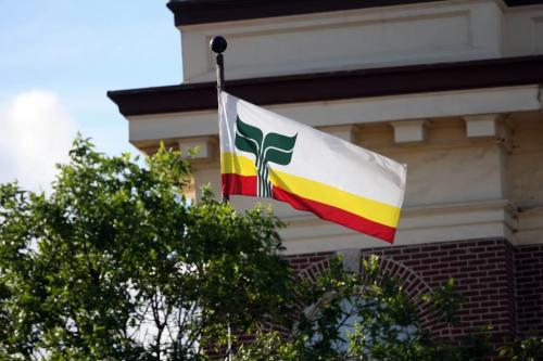BORIS.MINKEVICH@FREEPRESS.MB.CA  100531 BORIS MINKEVICH / WINNIPEG FREE PRESS Franco-Manitoban flag turns 30. This flag is flown at the old St. Boniface City Hall.