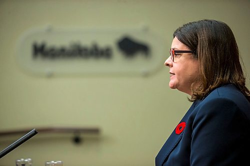 MIKAELA MACKENZIE / WINNIPEG FREE PRESS

Premier Heather Stefanson speaks at her first press conference since becoming premier at the Manitoba Legislative Building in Winnipeg on Tuesday, Nov. 2, 2021. For --- story.
Winnipeg Free Press 2021.