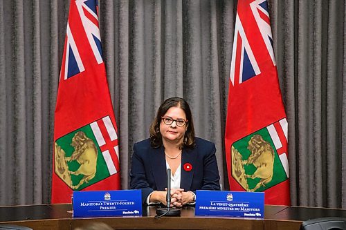 MIKAELA MACKENZIE / WINNIPEG FREE PRESS

Premier Heather Stefanson speaks at her first press conference since becoming premier at the Manitoba Legislative Building in Winnipeg on Tuesday, Nov. 2, 2021. For --- story.
Winnipeg Free Press 2021.