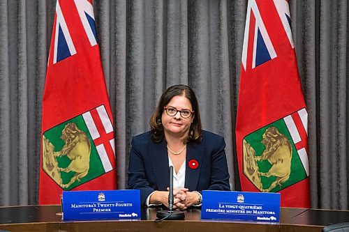 MIKAELA MACKENZIE / WINNIPEG FREE PRESS

Premier Heather Stefanson speaks at her first press conference since becoming premier at the Manitoba Legislative Building in Winnipeg on Tuesday, Nov. 2, 2021. For --- story.
Winnipeg Free Press 2021.