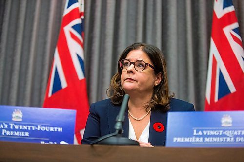 MIKAELA MACKENZIE / WINNIPEG FREE PRESS

Premier Heather Stefanson speaks at her first press conference since becoming premier at the Manitoba Legislative Building in Winnipeg on Tuesday, Nov. 2, 2021. For --- story.
Winnipeg Free Press 2021.