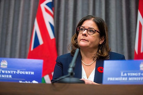 MIKAELA MACKENZIE / WINNIPEG FREE PRESS

Premier Heather Stefanson speaks at her first press conference since becoming premier at the Manitoba Legislative Building in Winnipeg on Tuesday, Nov. 2, 2021. For --- story.
Winnipeg Free Press 2021.