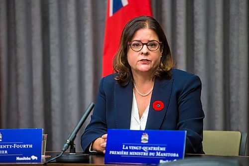 MIKAELA MACKENZIE / WINNIPEG FREE PRESS

Premier Heather Stefanson speaks at her first press conference since becoming premier at the Manitoba Legislative Building in Winnipeg on Tuesday, Nov. 2, 2021. For --- story.
Winnipeg Free Press 2021.