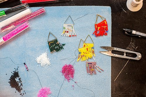 MIKAELA MACKENZIE / WINNIPEG FREE PRESS

Bead N Butter owner Jessie Pruden's beaded creations in her home studio in Winnipeg on Tuesday, Nov. 2, 2021. For Dave Sanderson story.
Winnipeg Free Press 2021.