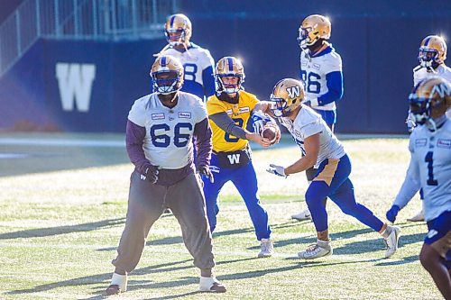 MIKAELA MACKENZIE / WINNIPEG FREE PRESS

Bombers practice at IG Field in Winnipeg on Thursday, Nov. 4, 2021. For --- story.
Winnipeg Free Press 2021.