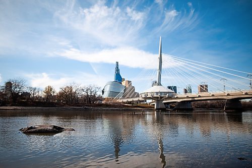Daniel Crump / Winnipeg Free Press. Low water levels on the Red River have revealed the wreckage of an old car near the Provencher bridge by the Forks in Winnipeg. It is currently unclear how the vehicle got into the river or how long it has been there. November 6, 2021.
