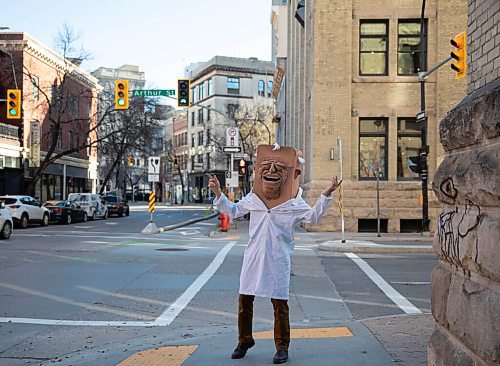 JESSICA LEE / WINNIPEG FREE PRESS

Curtis L. Wiebe is photographed on November 9, 2021 in the Exchange District as his character Dr. Bunk.

Reporter: Ben









