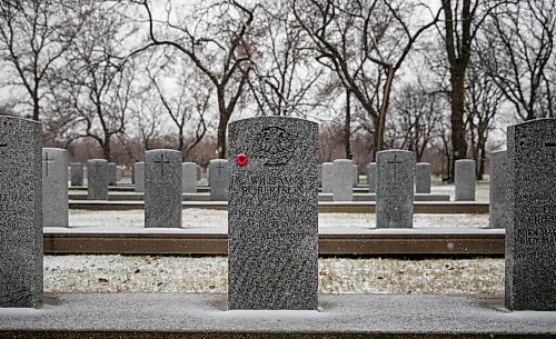 JESSICA LEE / WINNIPEG FREE PRESS

A poppy is taped on a veteran grave at Brookside Cemetery, photographed on November 10, 2021.







