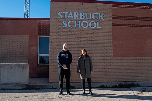 Canstar Community News Nov. 8, 2021 - Starbuck School principal Dale Fust, (left) and Grade 4/5 teacher Cathy Burton were overwhelmed by their school's generosity for this year's Terry Fox fundraising campaign. Raising $11,235 from 174 students across each grade, the school's original goal was $10,000. As a reward to the students for their hard work, Fust agreed to have his head shaved by the top fundraising students this year. (JOSEPH BERNACKI/CANSTAR COMMUNITY NEWS/HEADLINER)