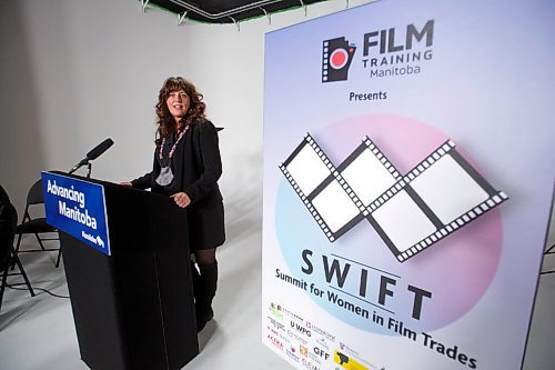 MIKE DEAL / WINNIPEG FREE PRESS
Carrie Wilkins, CFO of UNIT204 Production Services and Chair of SWIFT, during an announcement of Canada's first Summit for Women in Film Trades (SWIFT) which will be happening on January 14016, 2022. The summit was announced during a press conference hosted by Film Training Manitoba regarding an initiative they are starting to try to increase the number of women and individuals identifying as women working in Manitoba's film industry.
The announcement was made in a studio at Midcan Productions Inc. (509 Century Street), Tuesday afternoon.
211116 - Tuesday, November 16, 2021.