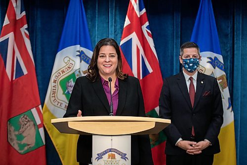 JESSICA LEE / WINNIPEG FREE PRESS

Mayor Brian Bowman and Premier Heather Stefanson announce they will be working together at City Hall on November 24, 2021

Reporter: Joyanne










