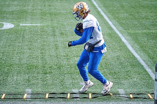 MIKE DEAL / WINNIPEG FREE PRESS
Winnipeg Blue Bombers Brendan OLeary-Orange (84) during practice at IG Field Friday morning.
211126 - Friday, November 26, 2021.