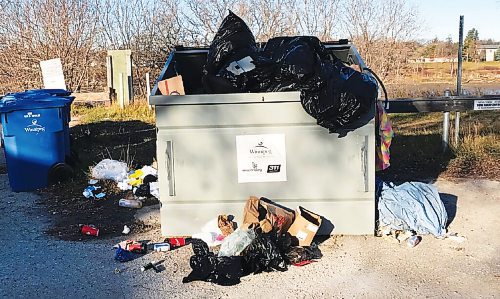 Canstar Community News Woe betide those who leave loose garbage or overfill the garbage behind the St. Vital Museum.