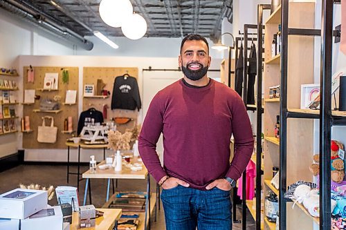 MIKAELA MACKENZIE / WINNIPEG FREE PRESS

Obby Khan, co-founder of GoodLocal, poses for a portrait in the new storefront in the Exchange District in Winnipeg on Tuesday, Nov. 30, 2021. For Gabby story.
Winnipeg Free Press 2021.