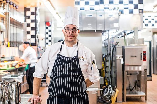 MIKAELA MACKENZIE / WINNIPEG FREE PRESS

Oval Room chef de cuisine Mathieu  Bellemare poses for a portrait in the kitchens at the Fort Garry Hotel in Winnipeg on Wednesday, Dec. 1, 2021. For Ben Sigurdson story.
Winnipeg Free Press 2021.