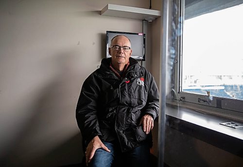 JESSICA LEE / WINNIPEG FREE PRESS
Bob Irving, 71, is photographed on December 2, 2021 in his broadcast booth at IG Field. He has been calling the Bombers games for CJOB since 1973 and retires on Sunday.
Reporter: Ben